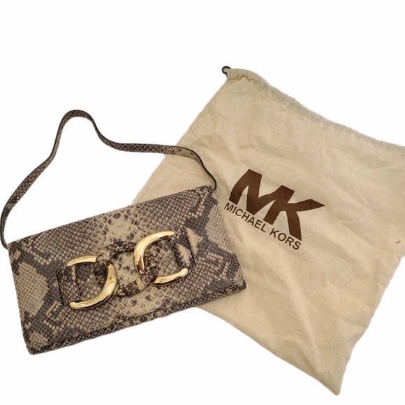 Michael Kors Handbags - Michael Kors snakeskin embossed Clutch purse